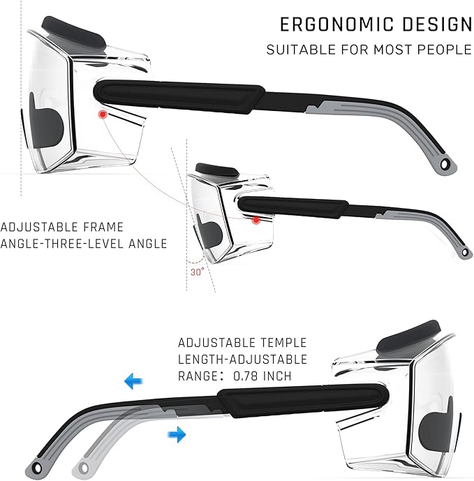 Anti Fog Safety Glasses Safety Goggles Over Glasses Protective Glasses with Anti Scratch Lenses Adjustable
