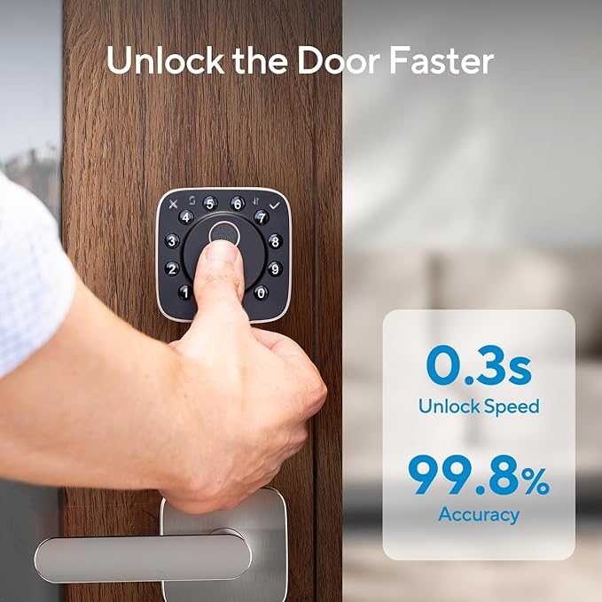 ULTRALOQ 2025 Upgrade Bolt Fingerprint Matter Smart Lock, Fingerprint Keyless Entry Door Lock, Works with Apple Home, Alexa, Google, SmartThings, IFTTT, Built in Matter Over Thread, BHMA Grade AAA