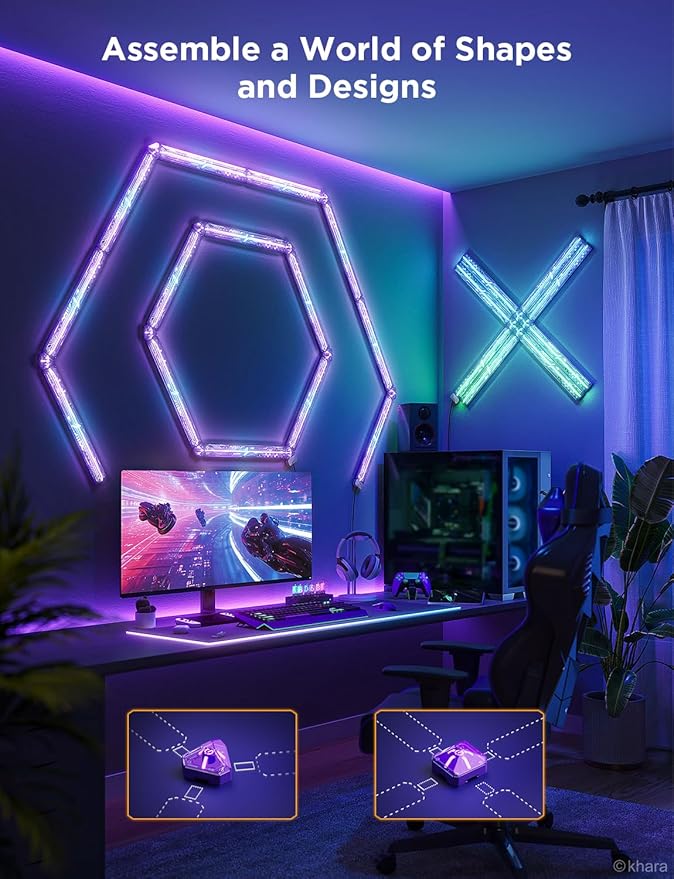 Govee x Evangelion Gaming Wall Light, RGBIC Glide Wall Light, Work with Matter, Alexa and Google Assistant, DIY Customized LED Wall Lighting Effects and Shapes,Gaming Light Bar for Gaming Room
