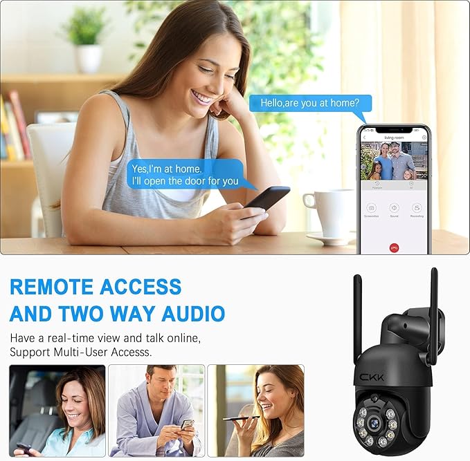 [360° View] 3K Wireless Security System, 4pcs 5MP PTZ Cameras Outdoor Indoor, WiFi Camera Outside CCTV Surveillance NVR C102 System with Floodlight Color Night Vision Motion Sensor Alarm,24/7 Record