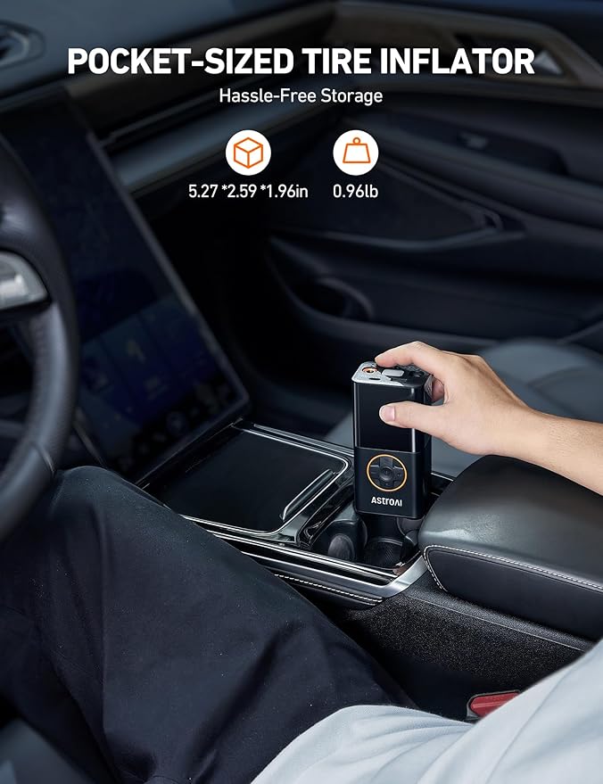 AstroAI L7 Tire Inflator Portable Air Compressor Cordless-2pack Bike Pump with Digital Dual Values Display, 150 PSI Car Tires Pump with LED Lights Air Pump for Cars, Motorcycles, Bikes, Balls