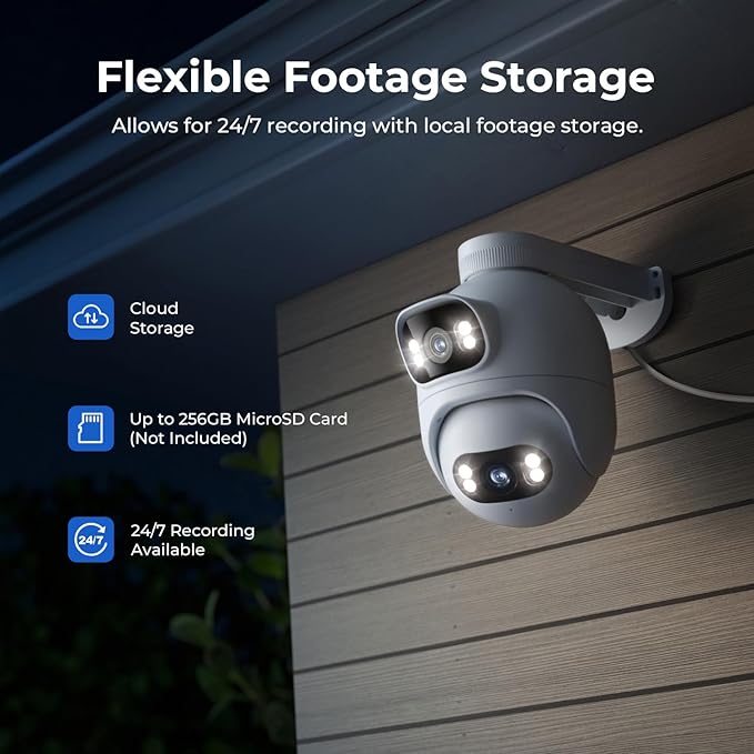 IMILAB EC6 Dual 2K+2K Plug-in Outdoor Security Camera: Outdoor Camera for Home Security w/Motion Spotlight/Siren, Wired 360° Rotate Cam, Person Tracking, 24/7 Continuous Recording, Color Night Vision