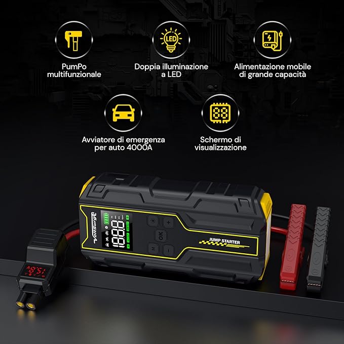 Car Jump Starter with Air Compressor, VoltSurge 6000A Peak 12V Battery Jumper Starter Portable Booster Pack, 150PSI Safe Jump Box with LED Light(Up to 10L Gas/8L Diesel Engine)