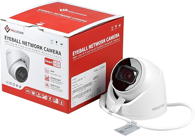 Outdoor 4MP IP PoE Turret Camera,DMSS &SmartPSS Lite, IVS Intrusion Tripwire, Built-in Mic/Audio, SD Card Slot, Smart Human/Vehicle Detection, 98ft Starlight NightVision, 2.8mm 114° Wide Angle, IP67