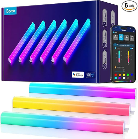 Govee Glide Wall Lights, RGBIC LED Light, Smart Gaming Light Works with Alexa and Google Assistant, RGB Light Bar, LED Wall Lights for Bedroom, 2 Panels Set (3 Sections/Panel)