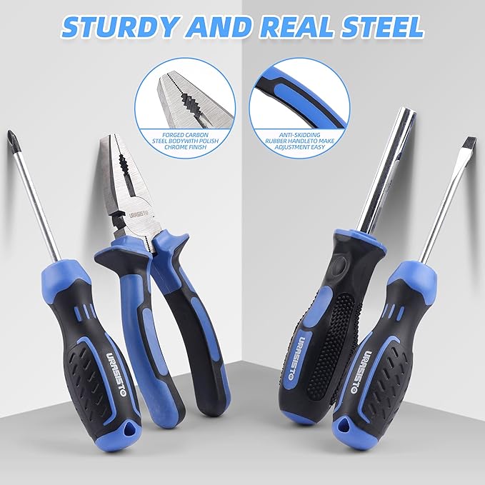 Tool Kit 46-Piece, Household Basic Complete Hand Repair portable Tool Set with Plastic Toolbox Storage Case