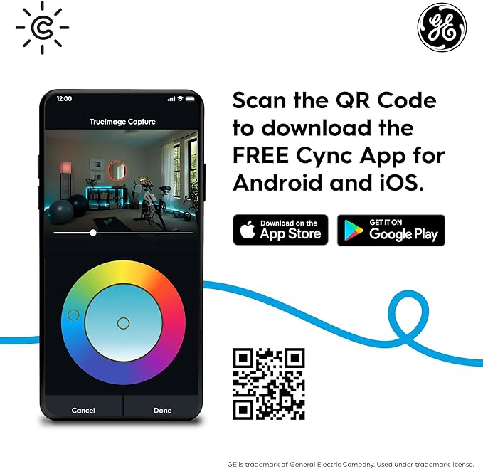 GE CYNC Smart LED PAR38 Flood Light Bulb - WiFi & Bluetooth Color Changing RGB Outdoor Light Bulbs - 90W Equivalent, Compatible with Alexa & Google Home - Dimmable, Long Lasting, Tuneable - Pack of 2