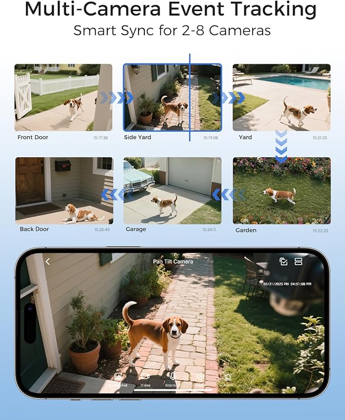 4K Security Cameras Wireless Outdoor, 4 Cam-Kit, No Subscription,5G Camers for Home Security System, 64GB Local Storage/Solar-Powered/AI Tracking/Color Night Vision/360° View/IP66/ Easy Setup