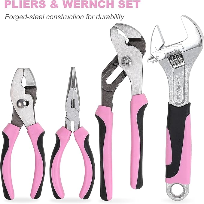 FASTPRO 225-Piece Pink Tool Set, SAE & Metric Mechanics Hand Tool Set with Toolbox, Home/Auto Repairing Tool Kit for DIY, Home Maintenance and Car Repairing