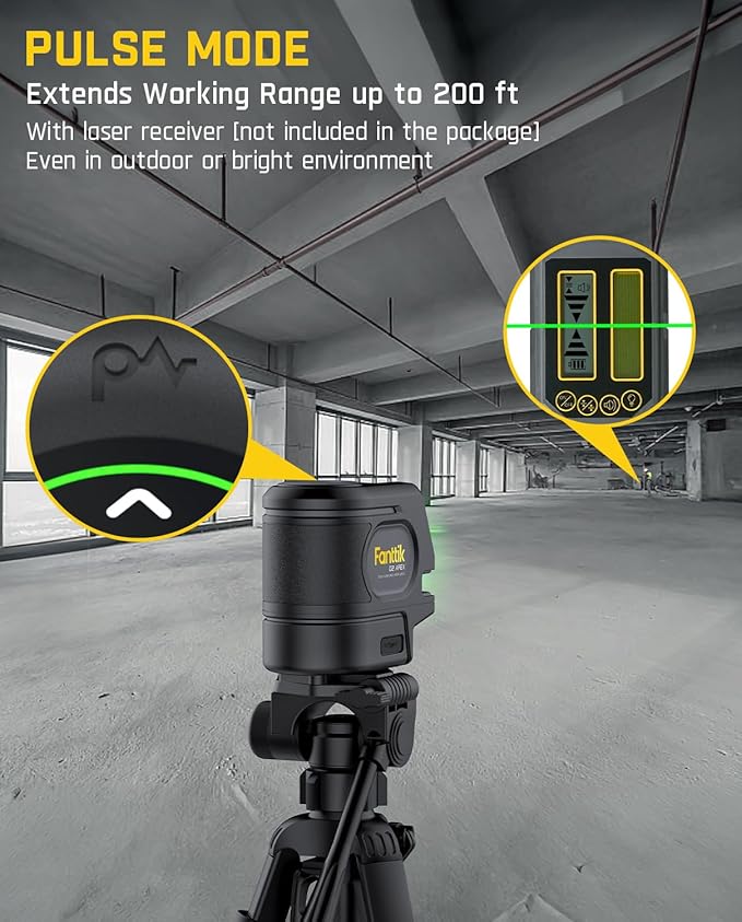 Fanttik D2 APEX Laser Level with Plumb Points, 100 ft Self-Leveling Green Cross Line Laser with LED Display, 170° Horizontal Wide Angle, Magnetic Bracket, for Picture Hanging and Home Improvement