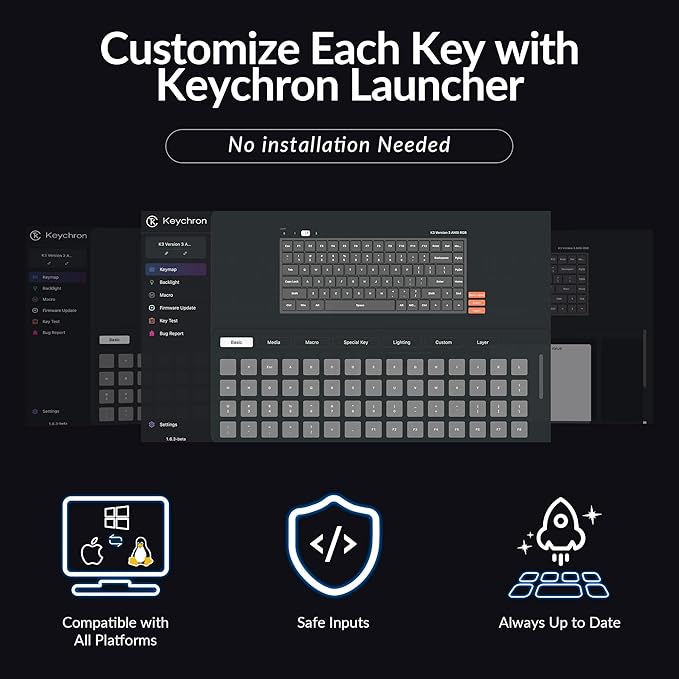 Keychron K3 75% QMK Wireless Mechanical Keyboard, Bluetooth 5.2/Wired Connection Custom Programmable RGB, Hot-Swappable with Low Profile Brown Switch for Mac Windows Linux - Version 3