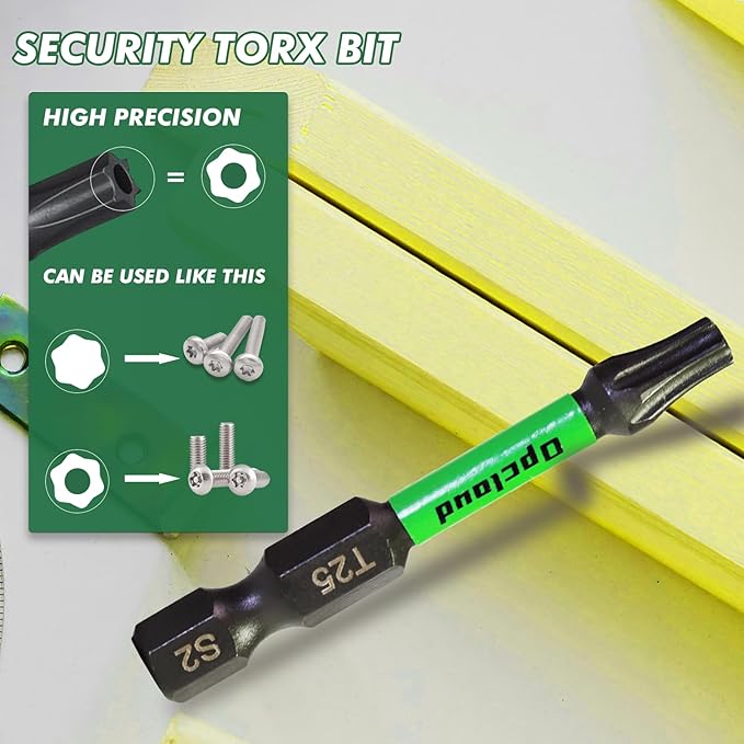 T25 Impact Screwdriver Bit Set, 16 Pieces 2”S2 Steel Magnetic Security #25 Torx Tips Driver Power Bit Set with Extension Impact Bit Holder