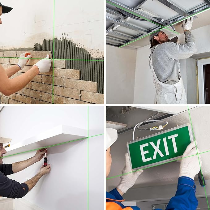 4D Green Laser Level 4 * 360 self-leveling with high brightness cross line three levels adjustable light with 2 * 2400mAh Rechargeable Battery & Hard Carry Case& adjustable metal base mount