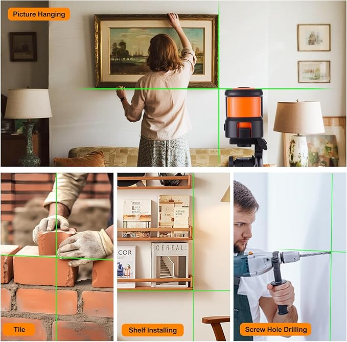 Laser Level with Tripod, LP LEIPOR Green Cross Line Lazer Leveler Tool for Picture Hanging Construction Floor Tile Wall Home Renovation, Indoor Project, Battery Included