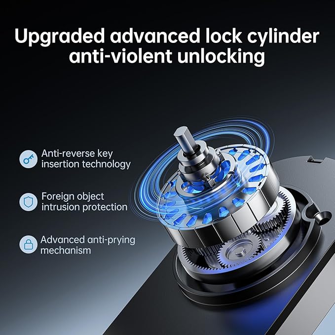 Keyless Entry Door Lock with Handle: NUTOMO Silver Fingerprint Door Lock Set,Smart Front Door Handle,Electronic Keypad Deadbolt for Front Door，Easy Installation Code Auto Lock for Home