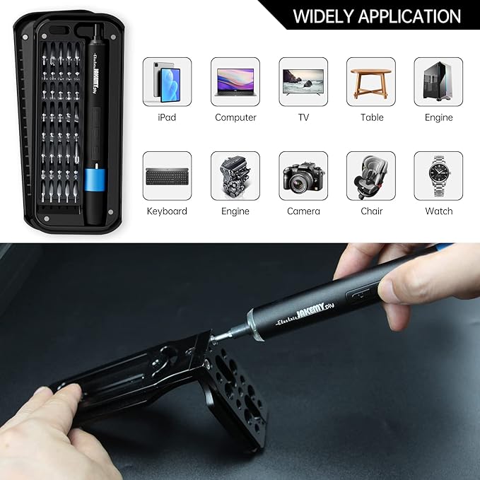 JAKEMY Electric Screwdriver, Precision Magnetic Screwdriver Bit Set(40 Bits), Dual-Mode Rechargeable Mini Cordless Power Screwdriver Repair Tool Kit with LED for Electronics Laptop Phone Watch Toy