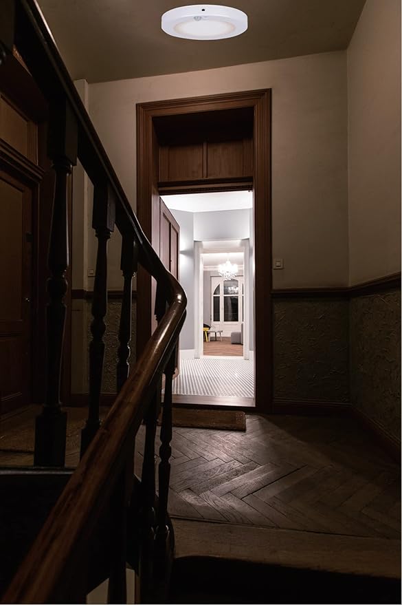 LIT-PaTH LED Flush Mount Ceiling Light, Closet Lighting Fixture with Motion Sensor and Dusk to Dawn, 10.5W, 800 Lumen, 6.2 Inch, Anti-Rust Galvanized Housing, White Finish 5000K 1-Pack