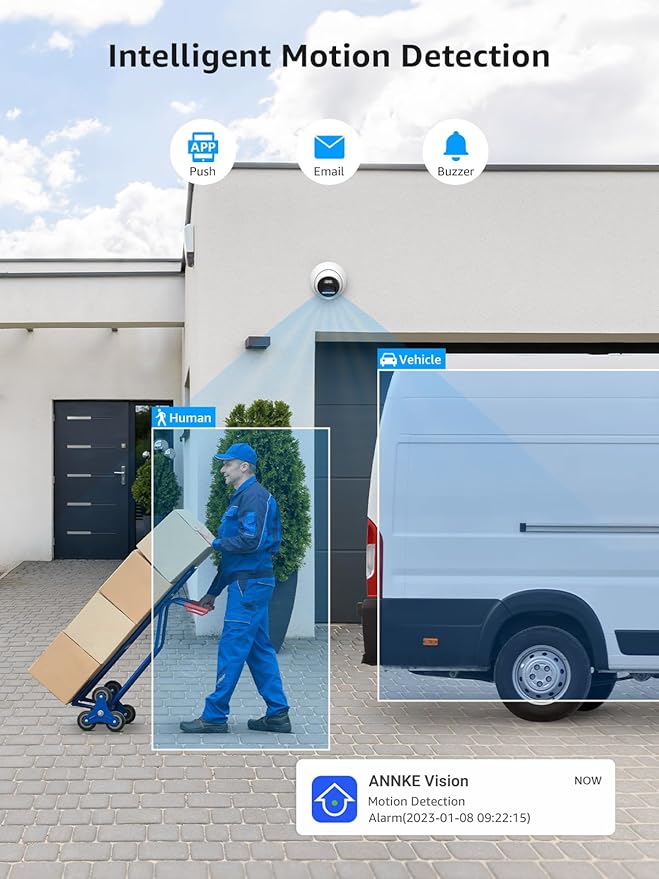 ANNKE 16CH 4K PoE Security Camera System, 12MP H.265+ NVR with 4TB HDD and 8X 4K/8MP IP Wired Cams, AI Human Vehicle Detection, Spotlight Color Night Vision, Built-in Mic, Compatible with Alexa