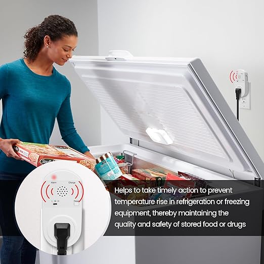 Briidea Power Outage Alarm with LED Indicator Lights and 80-120dB Adjustable Alarm, Perfect for Monitoring Refrigerators, Freezers, and Sewage, 2 Pack