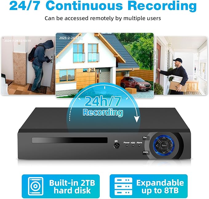 6MP Wired Cameras for Home Security,NVR Add-On Security Camera for PoE NVR CCTV Recorders System,with Motion Detection, Color Night Vision,2-Way Talk,360°View Video Surveillance Device