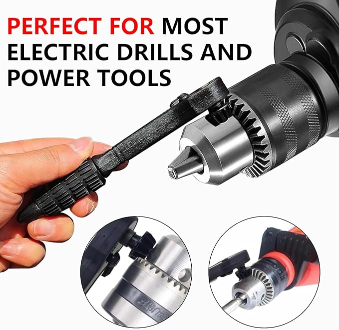 2-in-1 Ratchet Drill Chuck Key Wrench, Universal Double Head Chuck Key Replacement Tool for Drill, Compatible with Most Electric Drills and Power Tools, for Tightening Loosening Drills(1 Set)