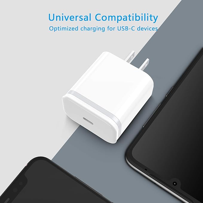 USB C Charger Block 3-Pack 20W Type-C Fast Charging Phone Wall Plug Portable Power Adapter USBC Brick USB-C Box for iPhone 16 15 14 13 12 11 Pro Max Plus XS X XR SE 8 7 6 6S, Pad
