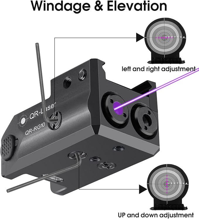 Red Green Purple Blue Laser Light Combo, 800 Lumens Tactical Flashlight Laser Sight, Built-in USB Rechargeable Battery, Adjustable Compact Tactical LED Light Laser Beams for Handguns with a Rail