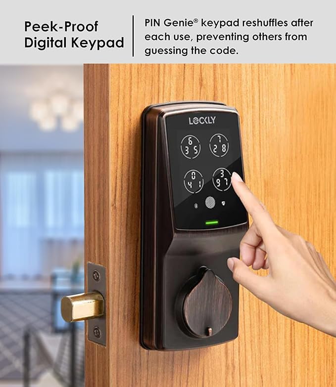 Lockly Secure Plus, RFID Card Smart Lock, Keyless Entry Door Lock, Smart Locks for Front Door, PIN Genie® Keypad, 3D Biometric Fingerprint Sensor, Auto Lock Smart Door Lock