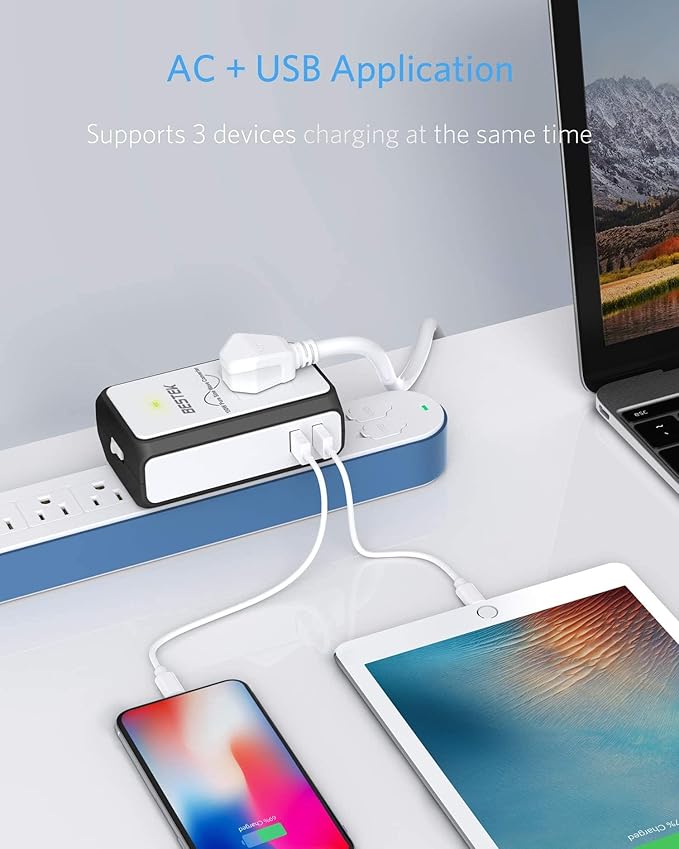 BESTEK Voltage Converter 220v to 110v, Travel Adapter Converter, Step Down, Travel Adapter Converter Combo 4.2A Dual Smart USB UK/AU/US/EU Worldwide Plug (Black&White)