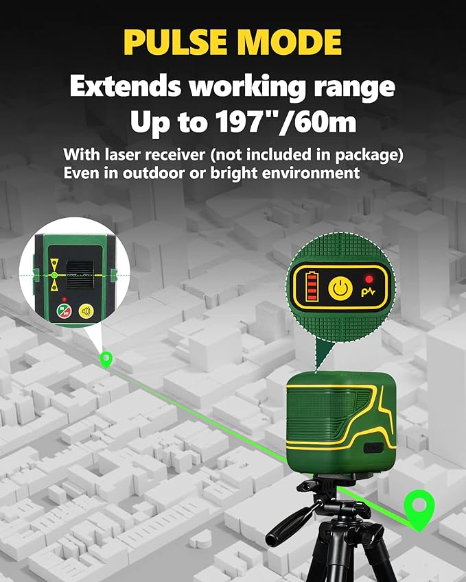 APEXFORGE X1C Cross Line Laser Level, with Rechargeable Battery, 100ft Green Beam, Self-Leveling, Vertical and Horizontal Line, Pulse Mode, 360° Magnetic Pivoting Base