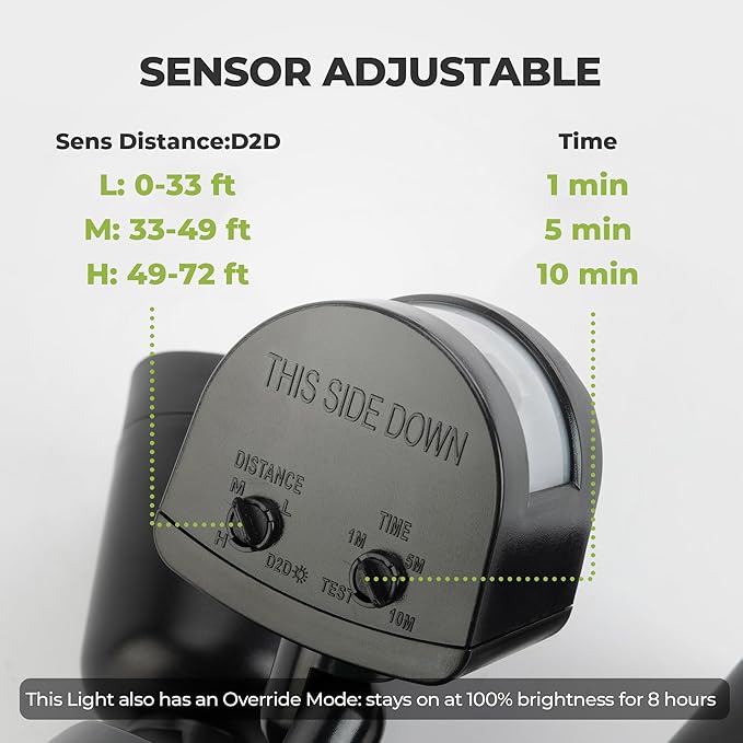 LED Motion Sensor Outdoor Light, 16W 2000LM 3000/4000/5000K Adjustable, 3CCT IP65 Waterproof Flood Lights, 3 Head Dusk to Dawn Motion Detected Security Light for Patio, Garage, Yard(Black)