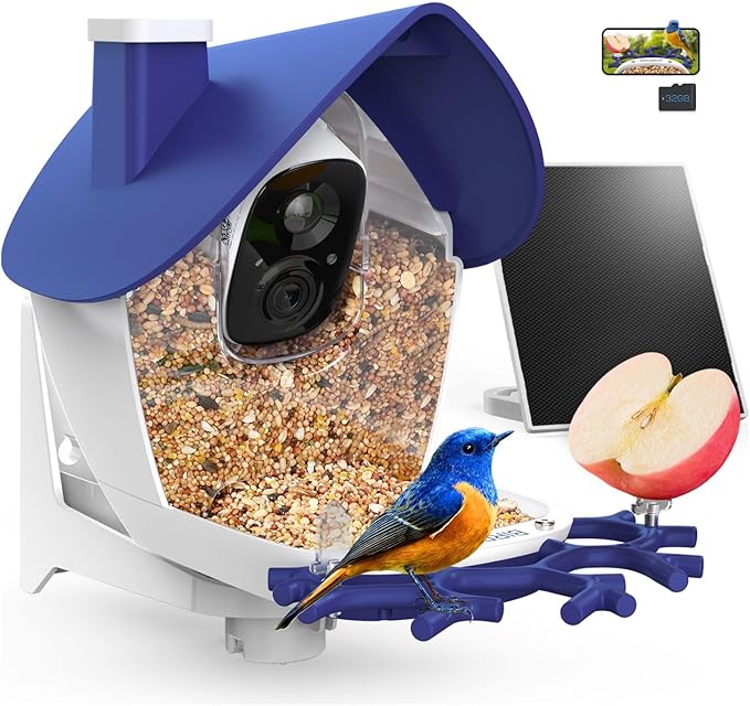 birdsnap® P33 - Bird Feeder with Camera Solar Powered, 2K Video Bird Camera Feeder Live with 32GB Card, AI Identify Feather Species, Auto Record in Backyard, for Birds Lover