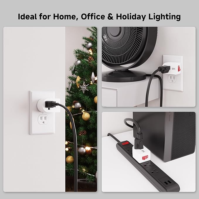 Cable Matters [ETL Listed] 3-Pack Grounded Outlet Switch with ON Off, Plug Switch ON Off, Single Outlet Adapter ON/Off, White