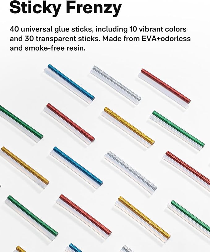 HOTO Cordless Hot Glue Gun with 40 Sticks, 30s Fast Preheating, 3000mAh, One-Hand Auto Dispensing, Dual Safe - Anti-Scald & Anti-Drip,Wireless/Wired Dual Use, Ideal for DIY/Kids Crafts & Home Repairs