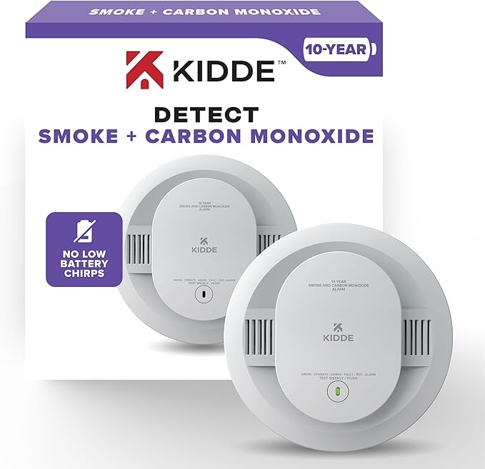 Kidde Smoke & Carbon Monoxide Detector, 10-Year Battery Powered, LED Warning Light Indicators, 30CUD10