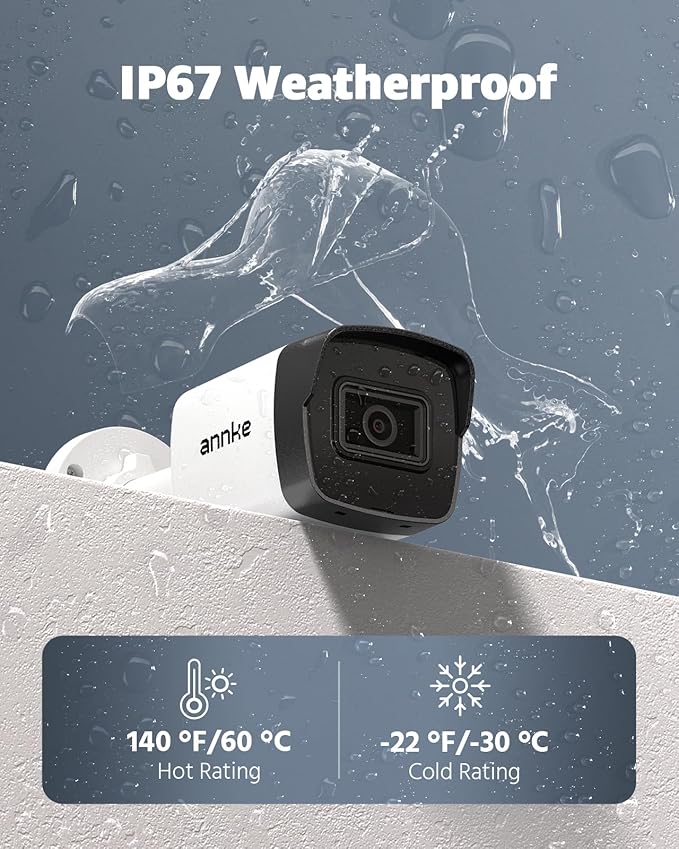 ANNKE 5MP Security Camera System, 16CH NVR Recorder with AI Motion Detection, 8X 3K IP PoE Wired Cams with Built-in Mic, IP67, 2.8mm Lens, Compatible with Alexa for Home Business Surveillance, 2TB HDD