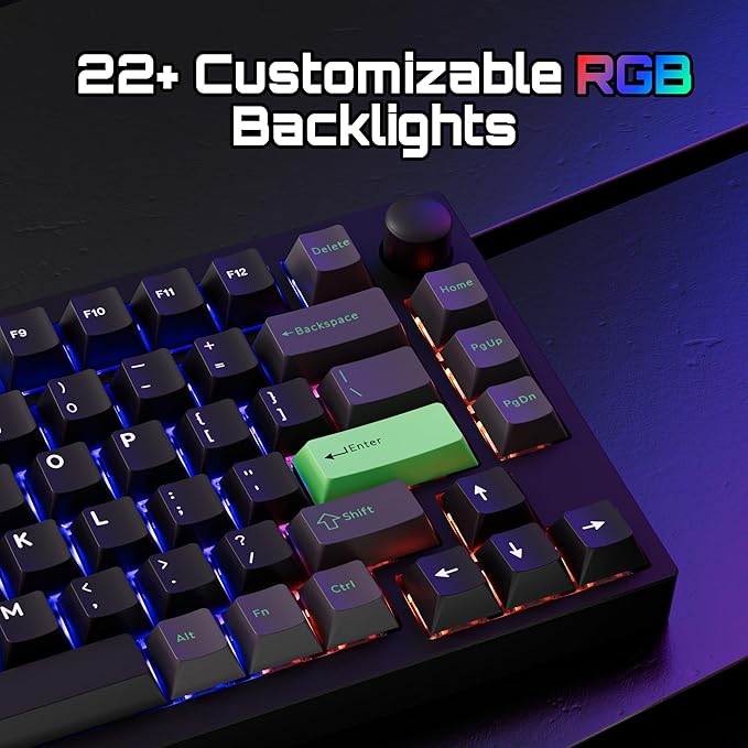 P1 HE 75% Wireless Custom Mechanical Gaming Keyboard with Gateron Double-Rail Magnetic Switches Full Assembled Knob Version - Black