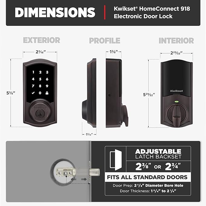 Kwikset HomeConnect 918 Traditional Z-Wave Long Range Enabled Touch Screen Lock Works with Ring Alarm, Samgsung SmartThings Hub Required, Sold Seperatedly in Venetian Bronze