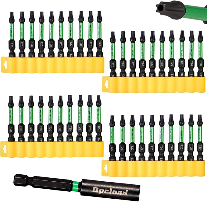 T20 Impact Screwdriver Bit Set, 41 Pieces 2”S2 Steel Magnetic #20 Torx Tips Driver Power Bit Set with Extension Impact Bit Holder