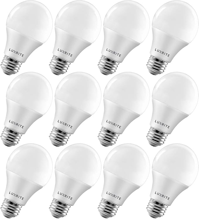 LUXRITE A19 LED Bulb 75W Equivalent, 1100 Lumens, 3000K Soft White, Dimmable Standard LED Light Bulbs 11W, Enclosed Fixture Rated, Energy Star, E26 Medium Base - Indoor and Outdoor (12 Pack)