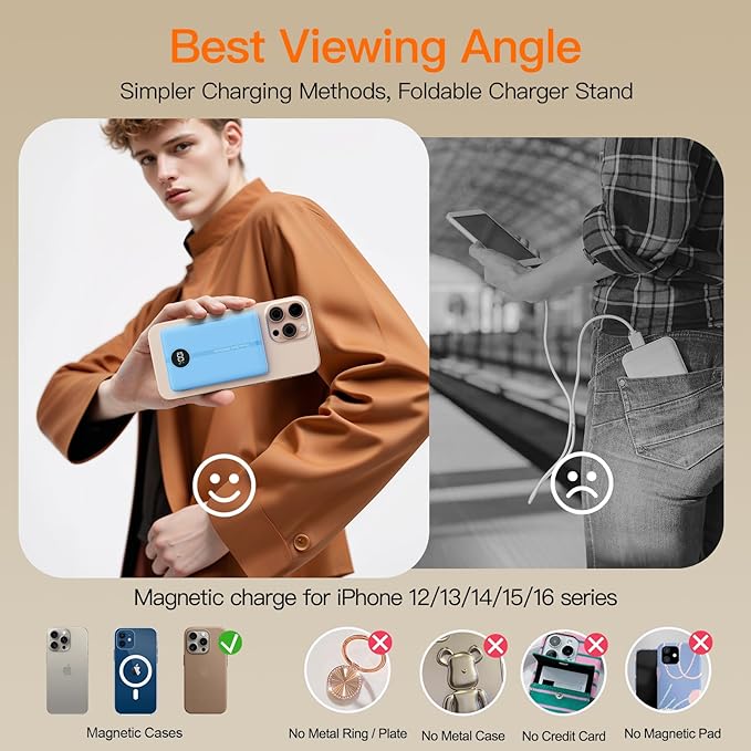 Magnetic Portable Charger, 16800mAh Wireless Power Bank, with 20W USB-C Fast Charging and LED Digital Display Magnetic Battery Pack, Compatible with iPhone 17/16/15/14/13/12 Full Series (2025)