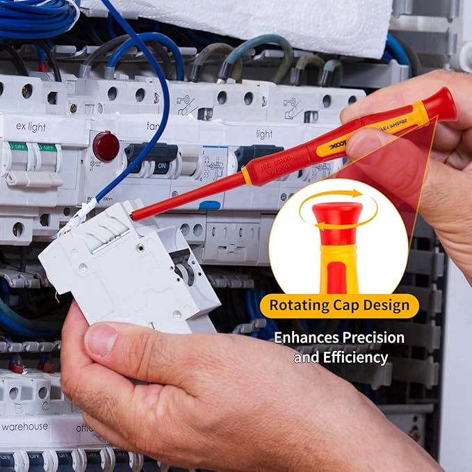 XOOL 6PCS 1000V Insulated Precision Electrician Screwdrivers Set, Slotted and Phillips Magnetic Tip, Chrome Vanadium Steel, VDE & GS Certified for Safe Electrician Repair