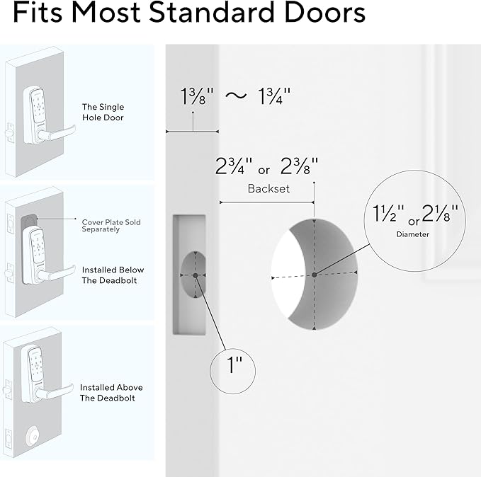 ULTRALOQ Latch 5 Built-in WiFi Smart Lock with NFC, 5-in-1 Keyless Entry Door Lock with Touch Digital Keypad, Smart Handle Lock, App Control, Black