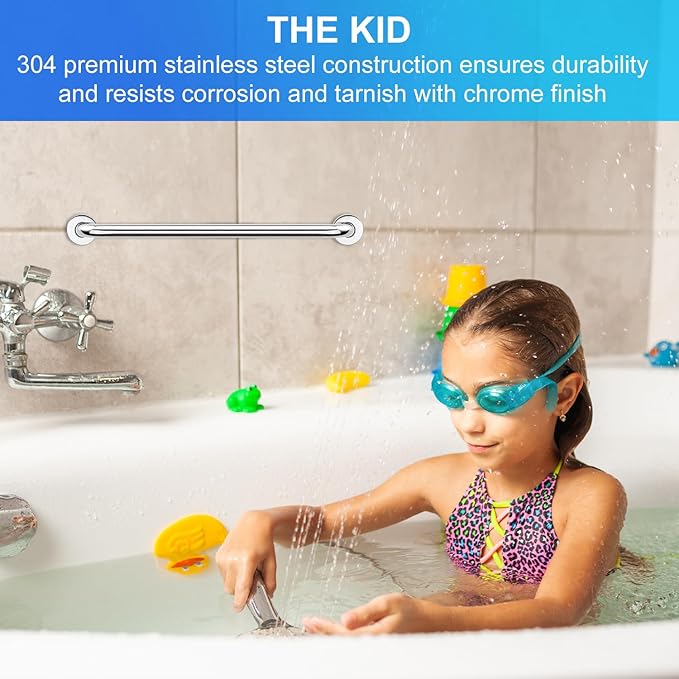 supregear Bathroom Grab Bar Rail, 20 Inch 304 Stainless Steel Bathroom Handle, Safety Handle, Indoor/Outdoor Auxiliary Handle for Kitchen Bedroom Bathtub, Shower and Steps