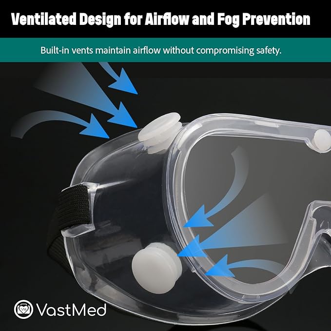 Anti-Fog Protective Safety Goggles Glasses Clear Lens Wide-Vision Adjustable Dust Goggles that Fit Over Glasses