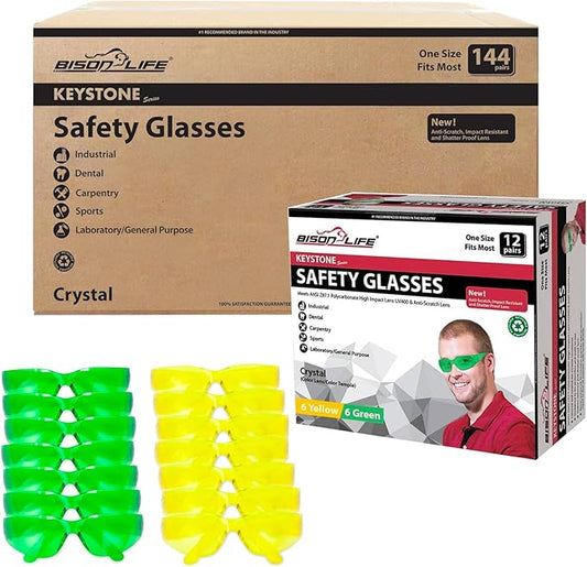 BISON LIFE Keystone Color Lens Safety Glasses | Anti Scratch | Impact Resistance | ANSI Z87.1 Standard | UV 400 Protection