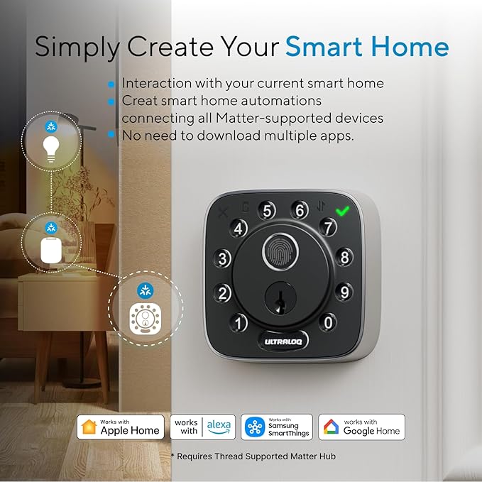 ULTRALOQ Cross Platform Compatibility Bolt Fingerprint Matter Smart Lock