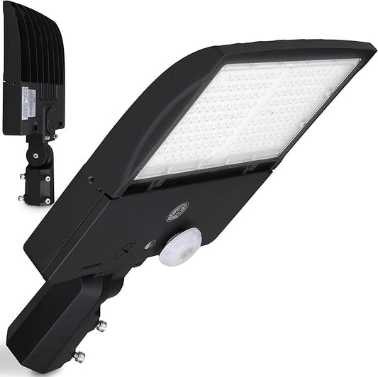RuggedGrade 277-480V - 150 Watt NextGen IV Series LED Parking Lot Light with Motion Sensor - 22,500 Lumen - Color Selectable 30K/40K/50K - Slip Fit - Black