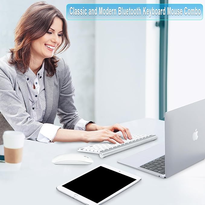 Wireless Keyboard and Mouse Compatible with iMac MacBook Air/Pro (Bluetooth and USB)