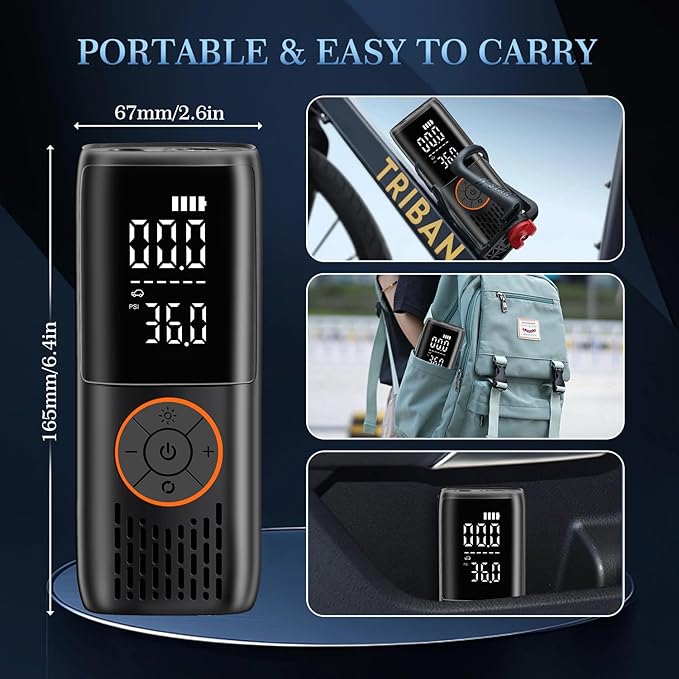 20000mAh Tire Inflator Portable Air Compressor, 150 PSI Auto Shut-Off Mini Cordless Tire Inflator For Car Tires, Bikes, Motorcycles, Sports Balls & More